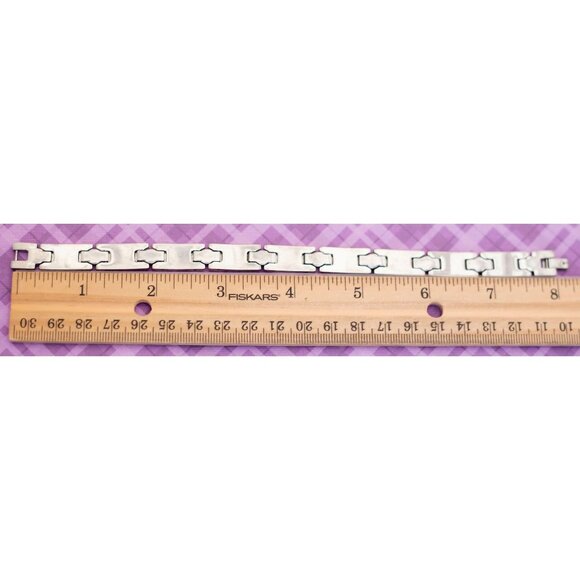 Vintage Asexual Stainless-Steel Gold Tone Link Bracelet 8 Inch - V12 - Picture 3 of 3